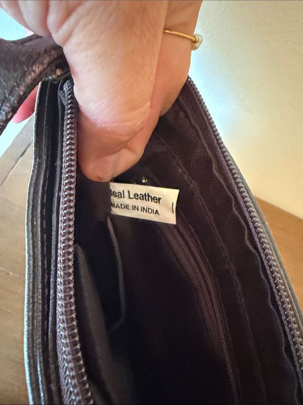 Leather Crossbody Bag - Dark Brown - Picture 8 of 9